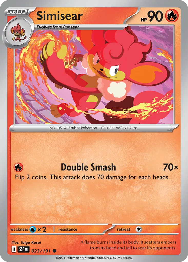 2024 Surging Sparks Simisear Common #023/191 Common card image