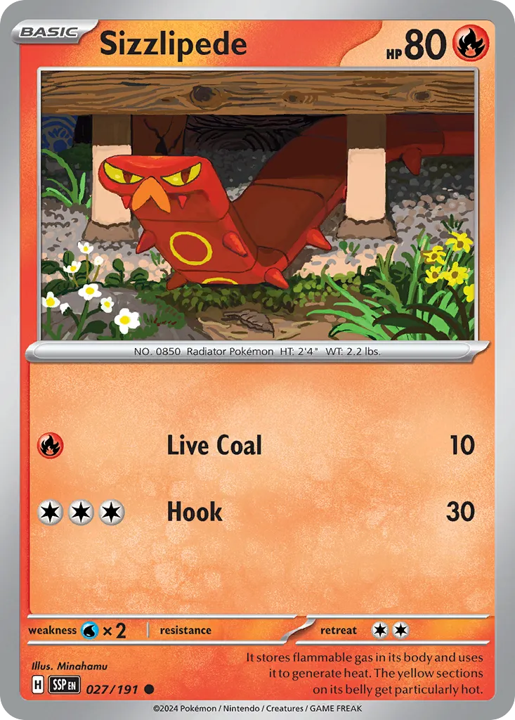 2024 Surging Sparks Sizzlipede #027/191 Common card image