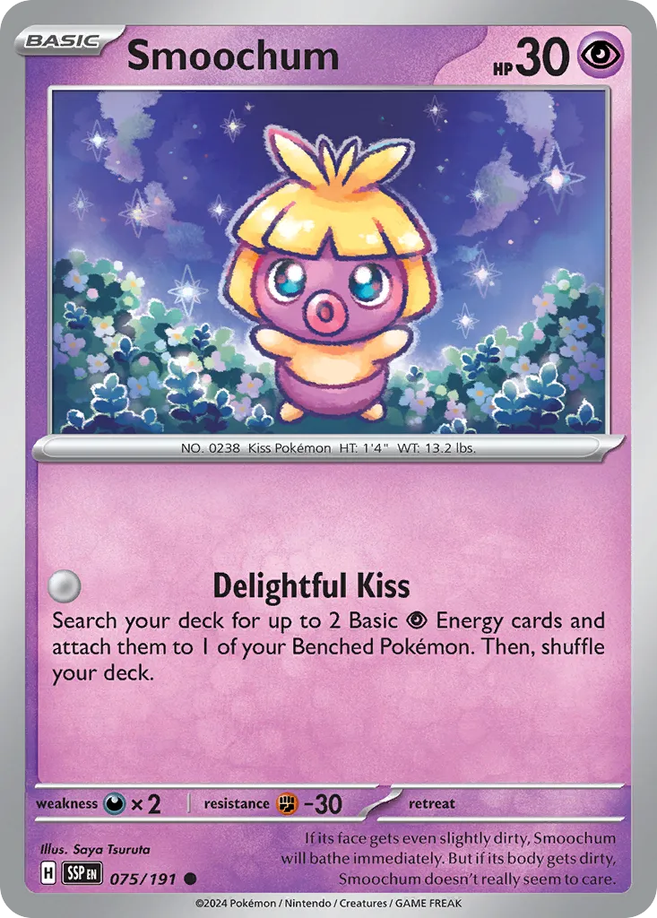 2024 Surging Sparks Smoochum Common #075/191 Common card image