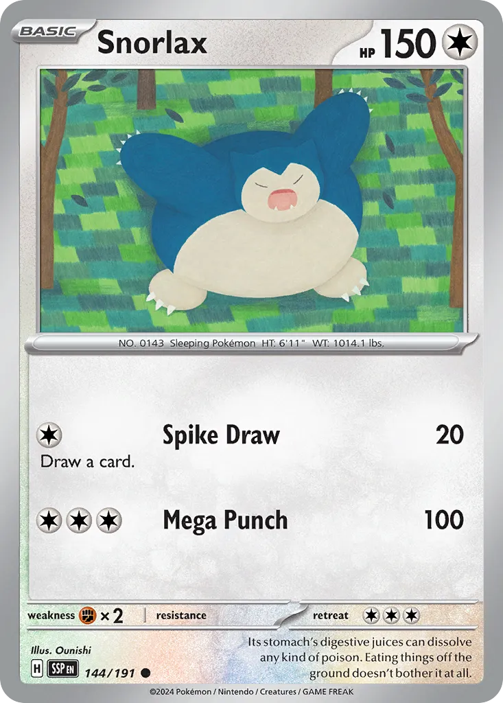 2024 Surging Sparks Snorlax Common #144/191 Common card image