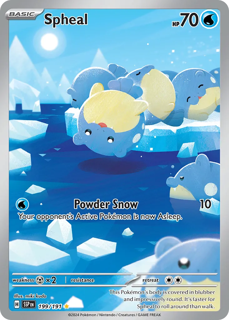 2024 Surging Sparks Spheal #199/191 Illustration Rare card image