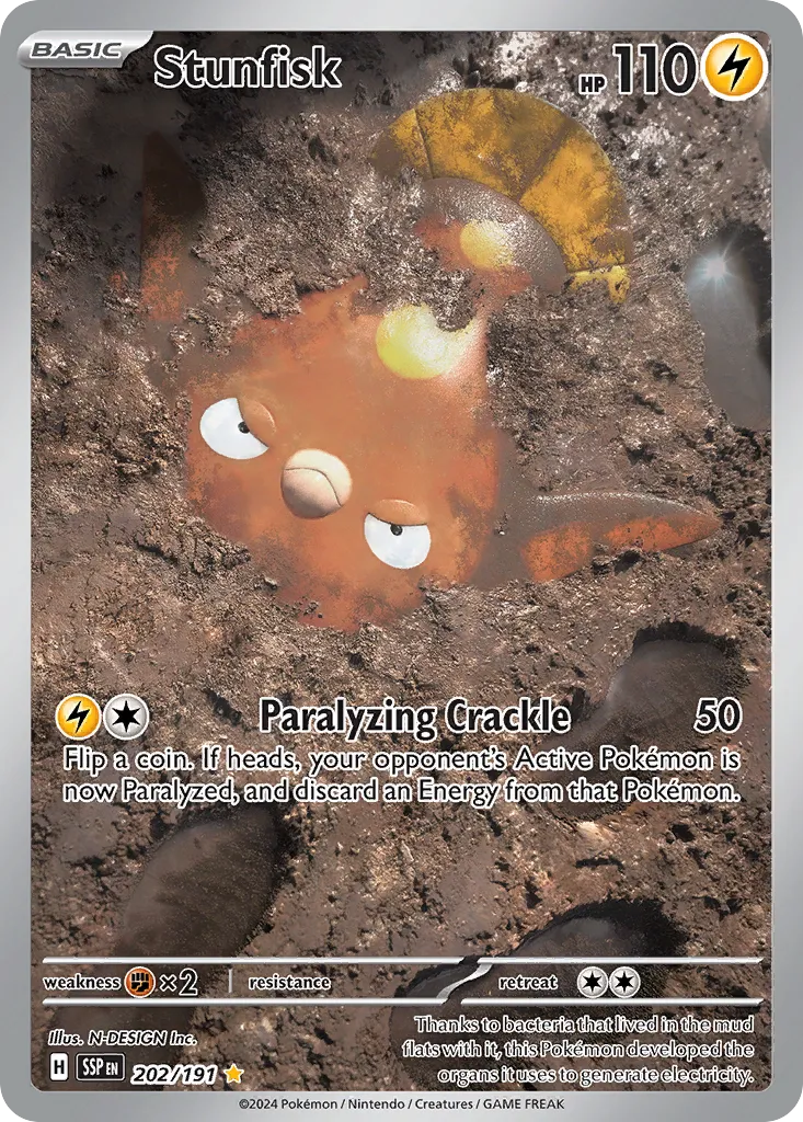 2024 Surging Sparks Stunfisk #202/191 Illustration Rare card image