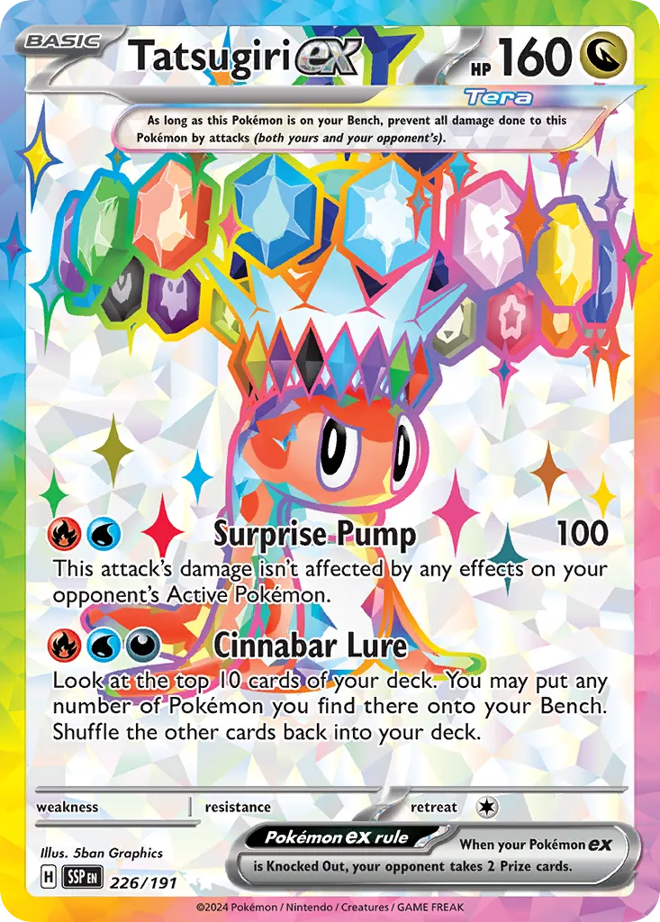 2024 Surging Sparks Tatsugiri ex #142/191 Double Rare card image