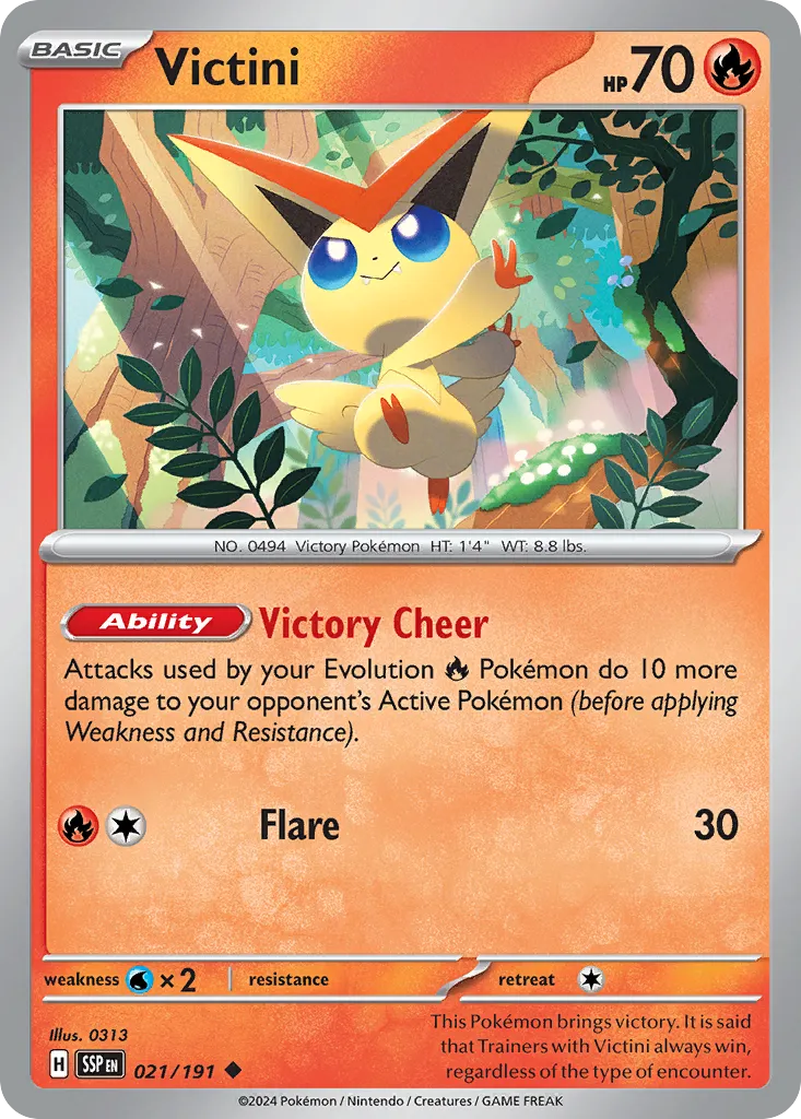 2024 Surging Sparks Victini Uncommon #021/191 Uncommon card image
