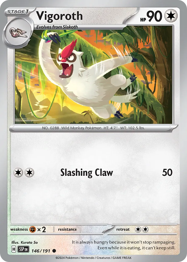 2024 Surging Sparks Vigoroth Common #146/191 Common card image