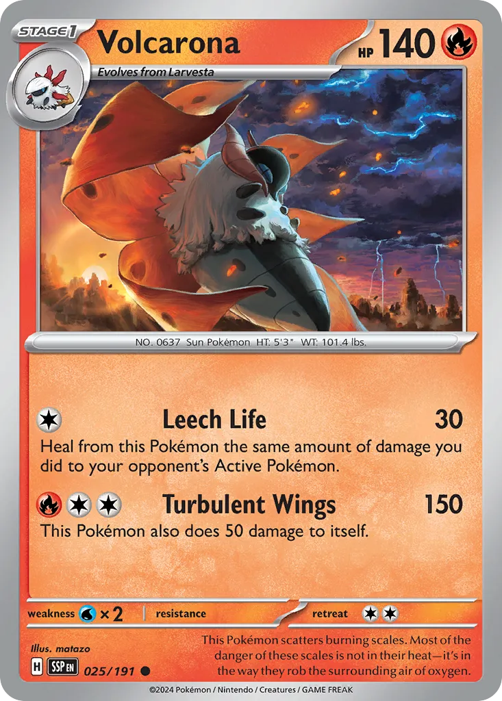 2024 Surging Sparks Volcarona #025/191 Common card image