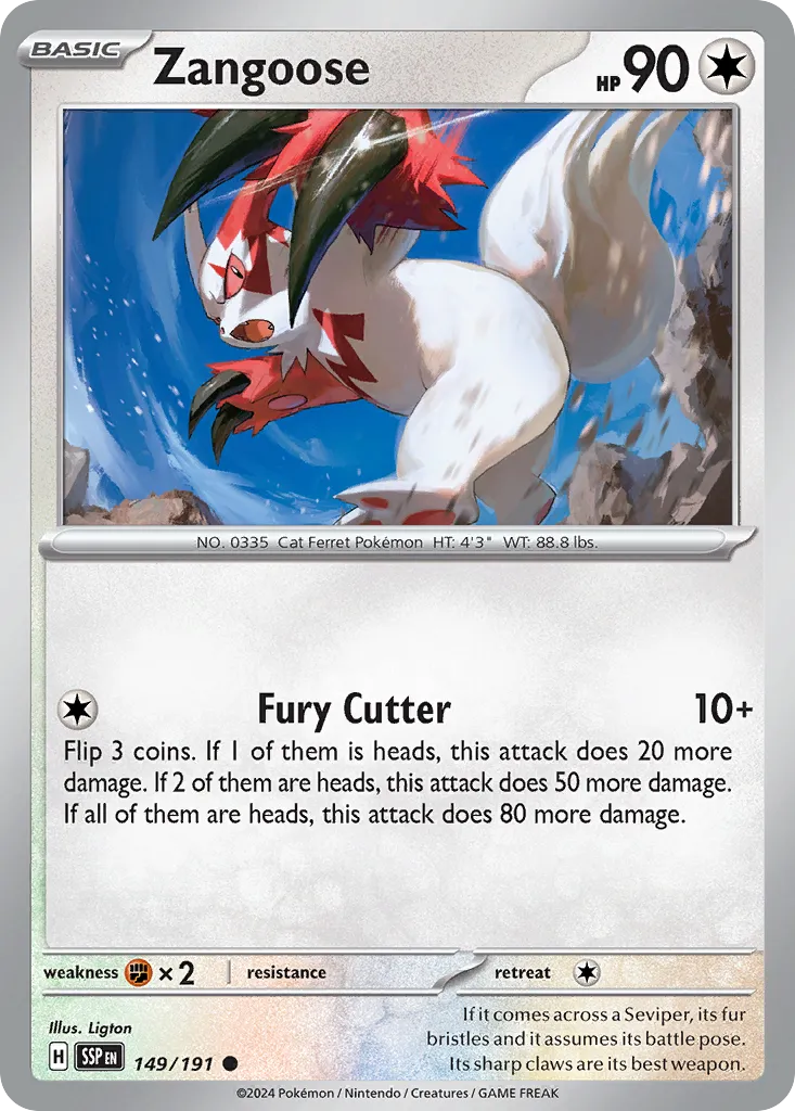 2024 Surging Sparks Zangoose Common #149/191 Common card image