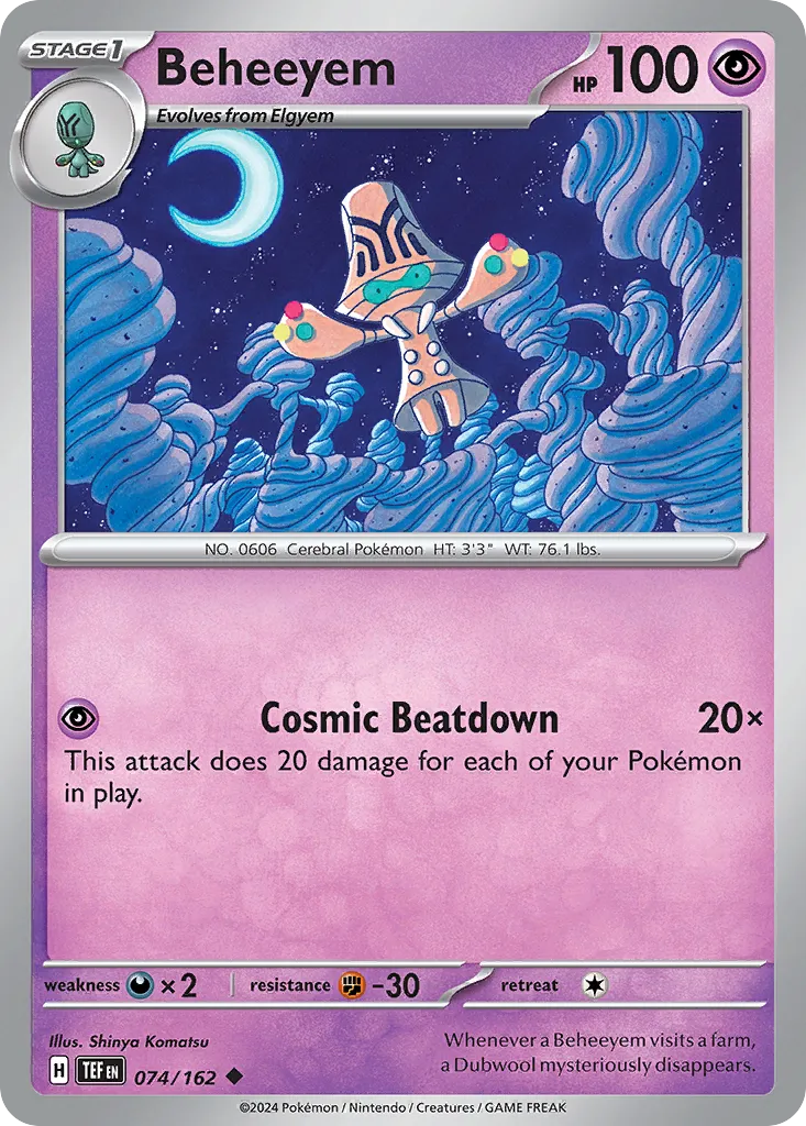 2024 Temporal Forces Beheeyem Uncommon #074/162 Uncommon card image