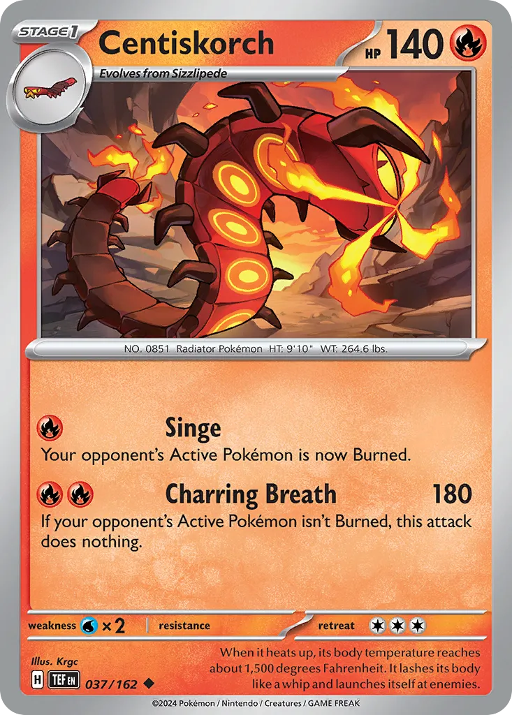 2024 Temporal Forces Centiskorch Uncommon #037/162 Uncommon card image