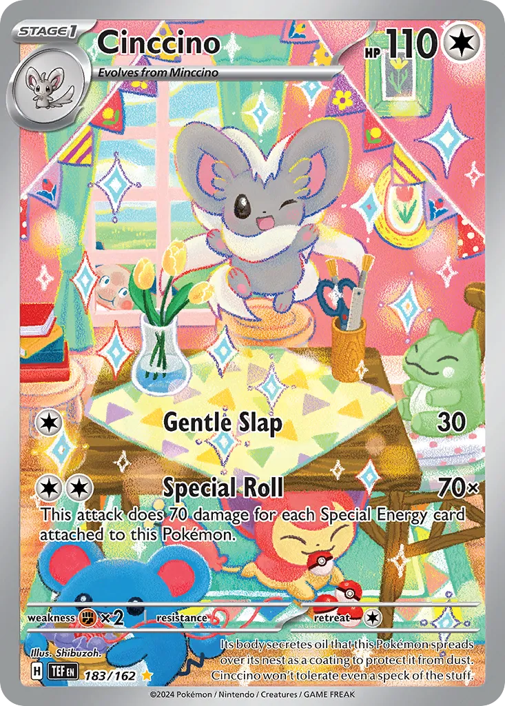 2024 Temporal Forces Cinccino #183/162 Illustration Rare card image