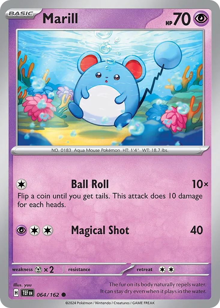 2024 Temporal Forces Marill Common #064/162 Common card image