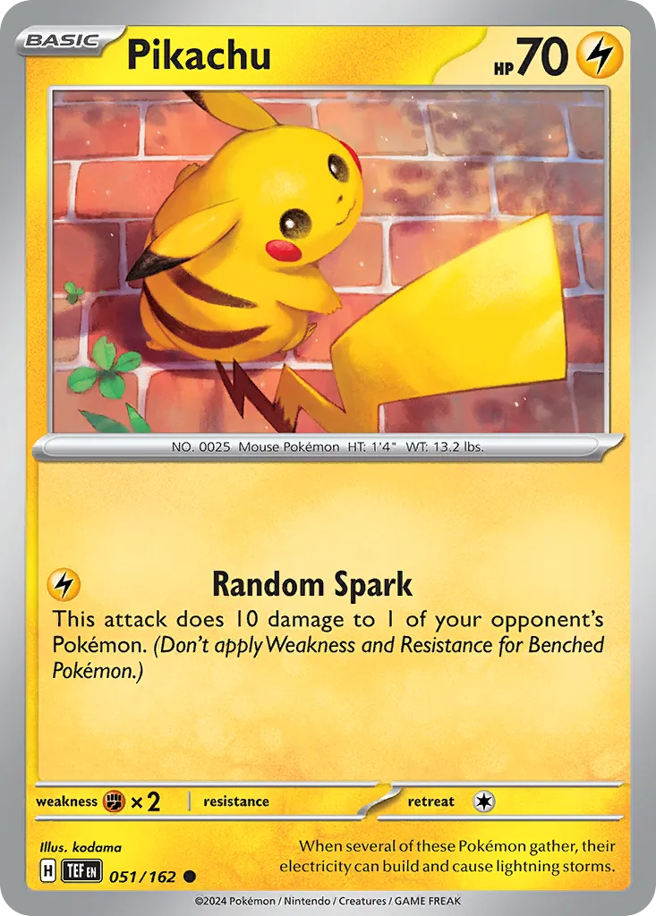 2024 Temporal Forces Pikachu Common #051/162 Common card image
