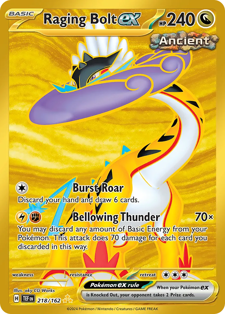2024 Temporal Forces Raging Bolt ex #218/162 Hyper Rare card image