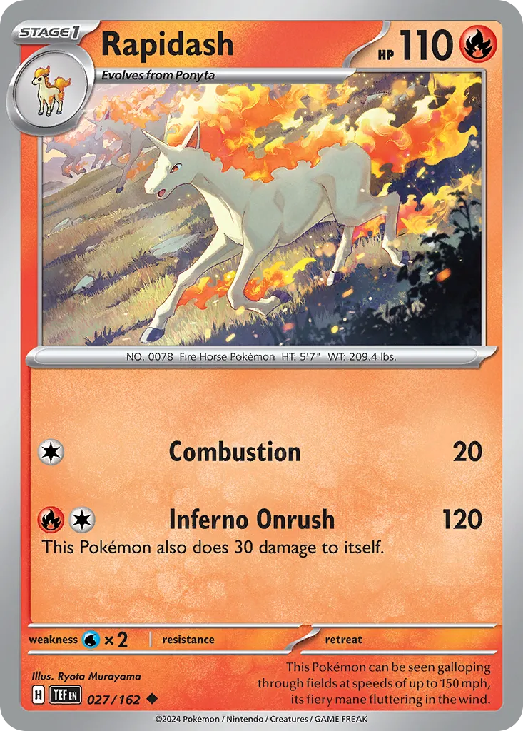 2024 Temporal Forces Rapidash Uncommon #027/162 Uncommon card image