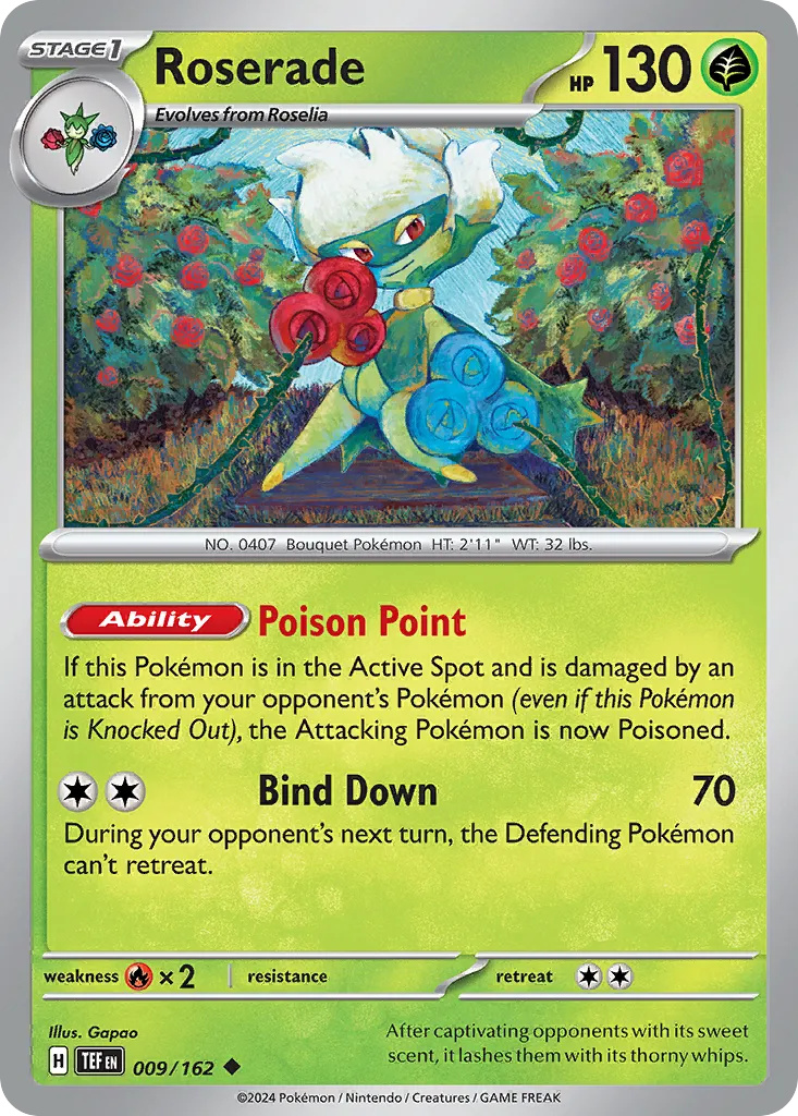 2024 Temporal Forces Roserade Uncommon #009/162 Uncommon card image
