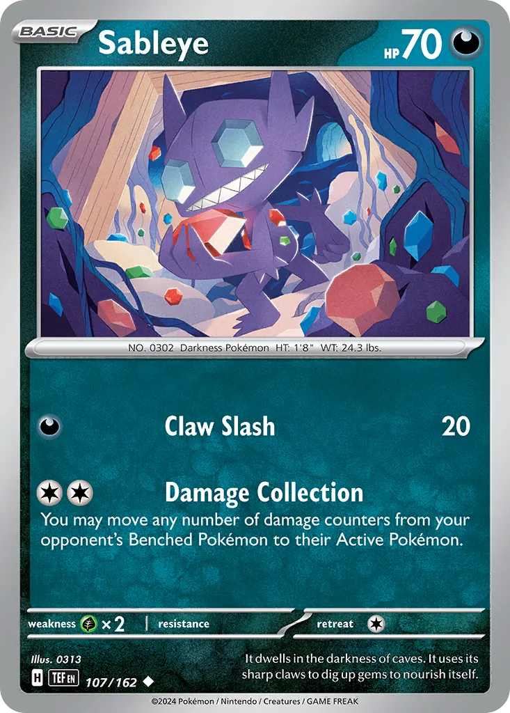 2024 Temporal Forces Sableye Uncommon #107/162 Uncommon card image