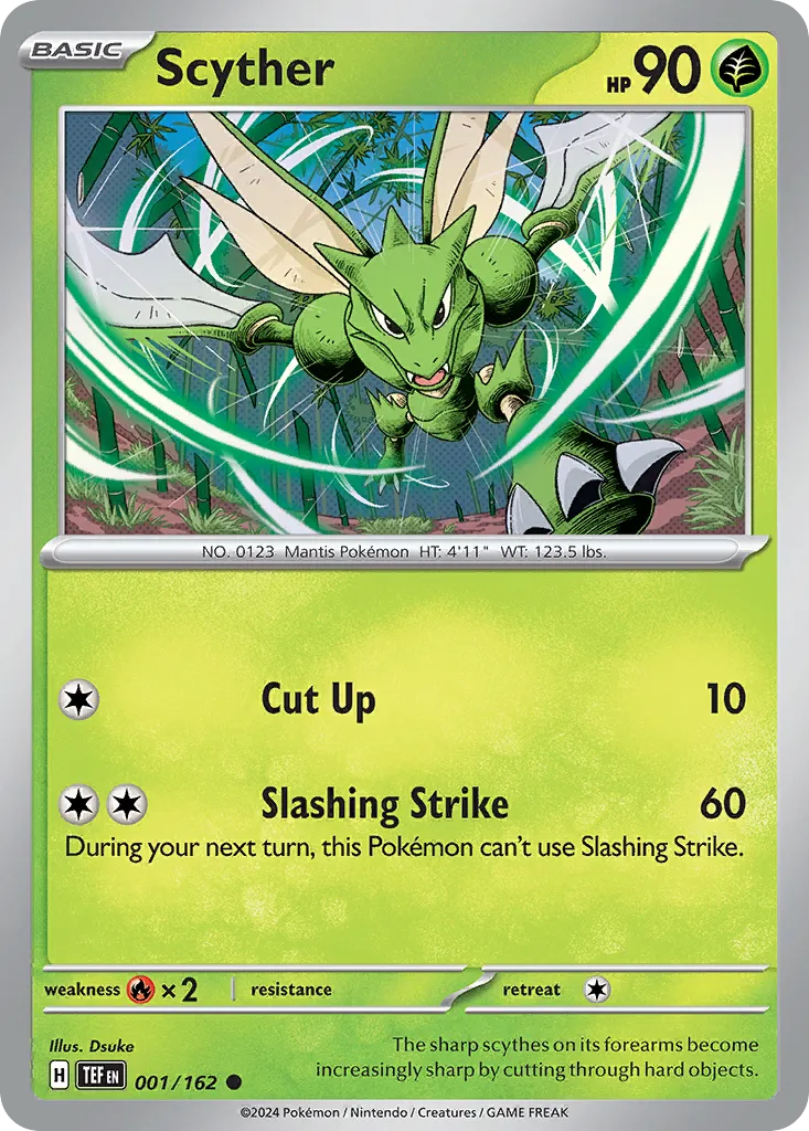 2024 Temporal Forces Scyther Common #001/162 Common card image