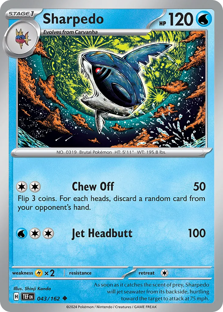 2024 Temporal Forces Sharpedo Uncommon #043/162 Uncommon card image