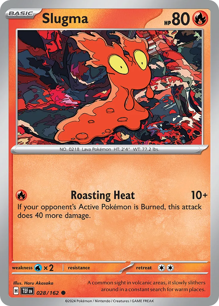 2024 Temporal Forces Slugma Common #028/162 Common card image
