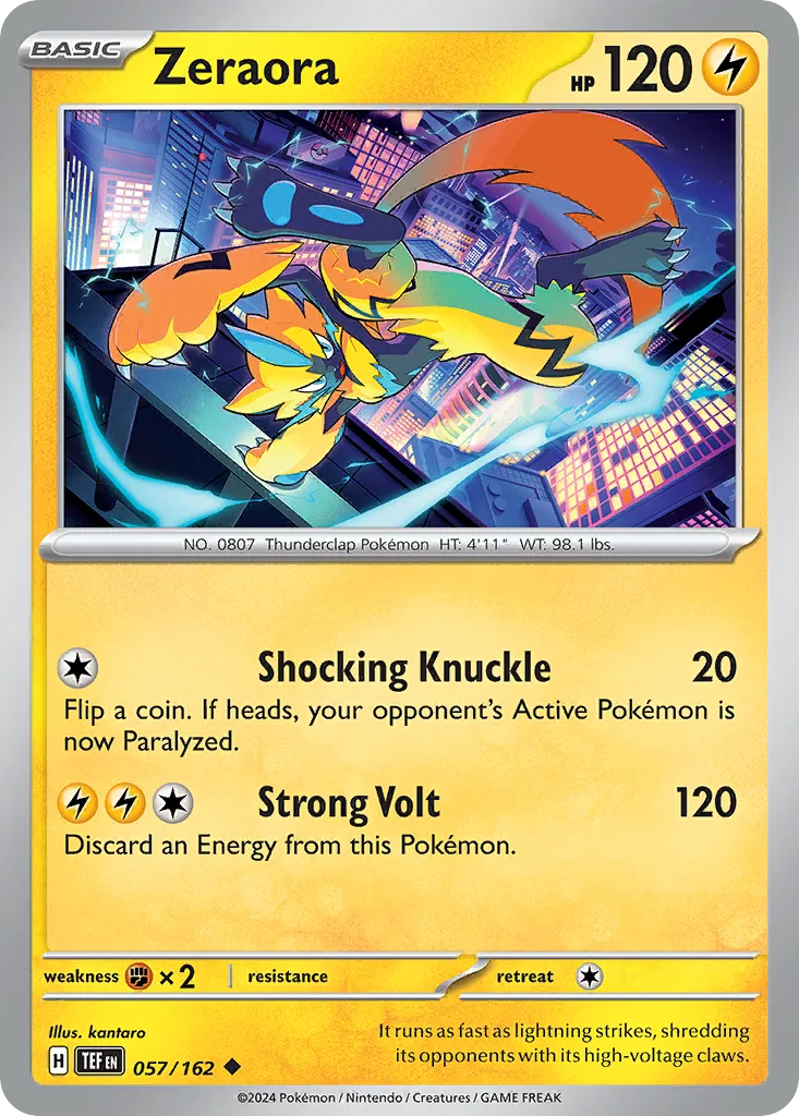 2024 Temporal Forces Zeraora Uncommon #057/162 Uncommon card image