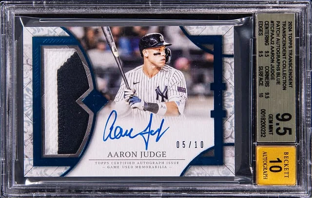 2024 Topps Aaron Judge Transcendent Collection Patch Autographs Blue #TPCA-AJ2 card image