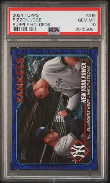 2024 Topps Aaron Judge/Anthony Rizzo Purple Holofoil #315 card image
