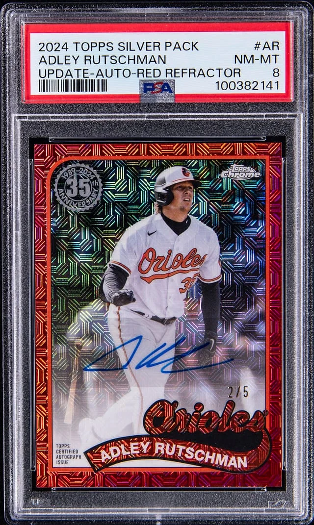 2024 Topps Adley Rutschman Silver Pack Update Autograph Red Refractor #T89CU-AR card image