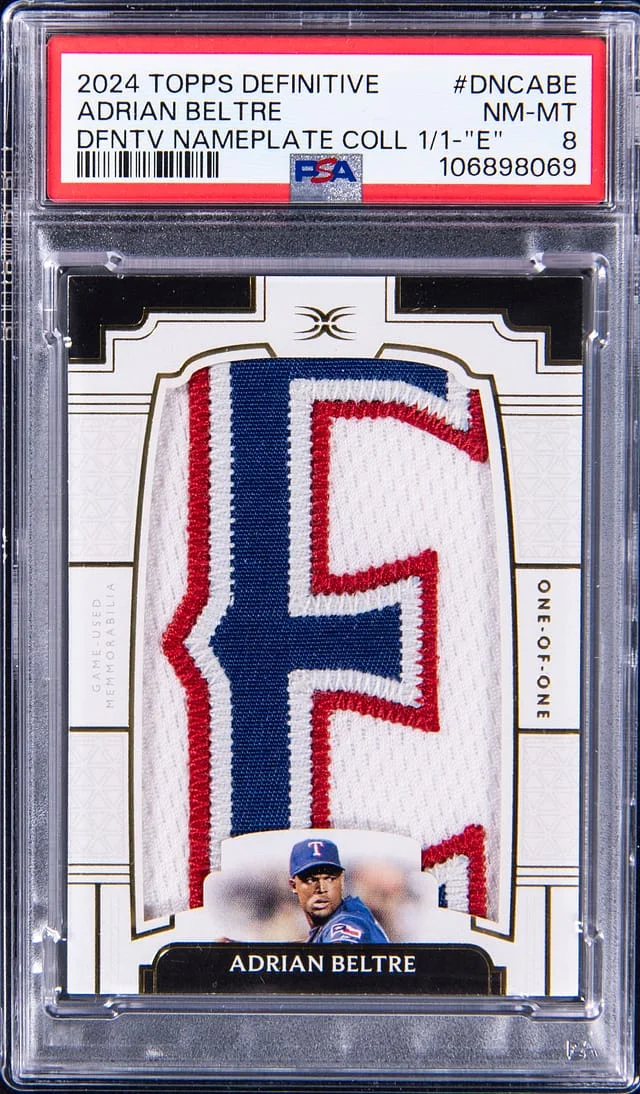 2024 Topps Adrian Beltre Game-Used Definitive Collection Nameplate E #DNC-ABE card image