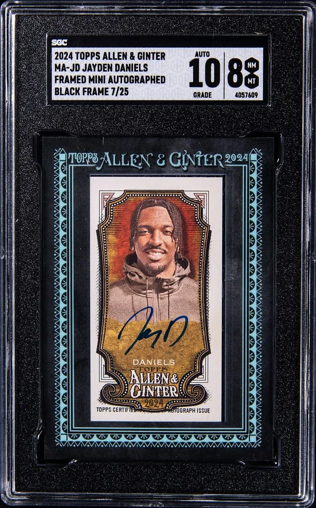2024 Topps Allen & Ginter Jayden Daniels Framed Mini Autographed Black Frame #MA-JD card image
