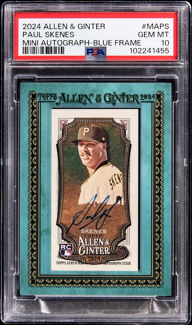 2024 Topps Allen & Ginter Paul Skenes Mini Autograph Blue Frame #MA-PS card image