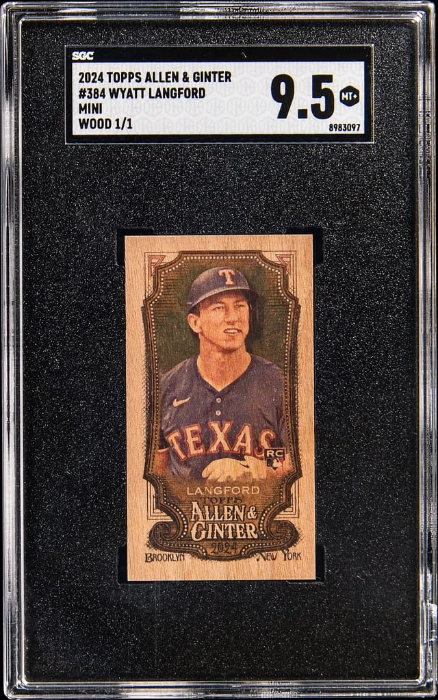 2024 Topps Allen & Ginter Wyatt Langford Mini Wood #384 card image