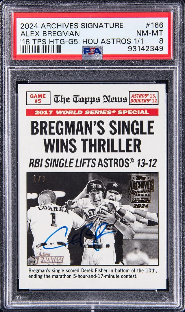 2024 Topps Archives Alex Bregman Signature '18 Topps Heritage Game 5 Houston Astros #166 card image