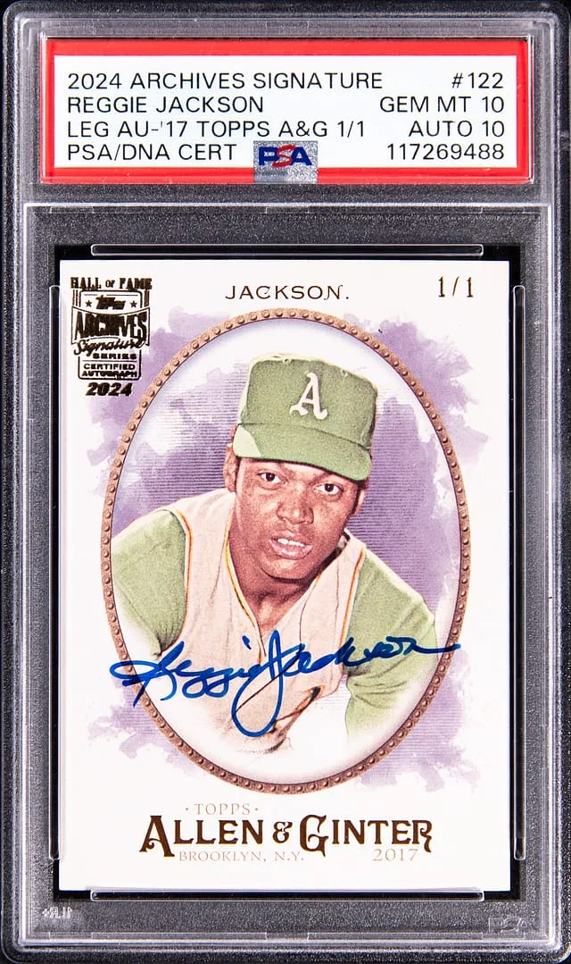 2024 Topps Archives Reggie Jackson Signature Legends Autographs '17 Topps Allen & Ginter #122 card image