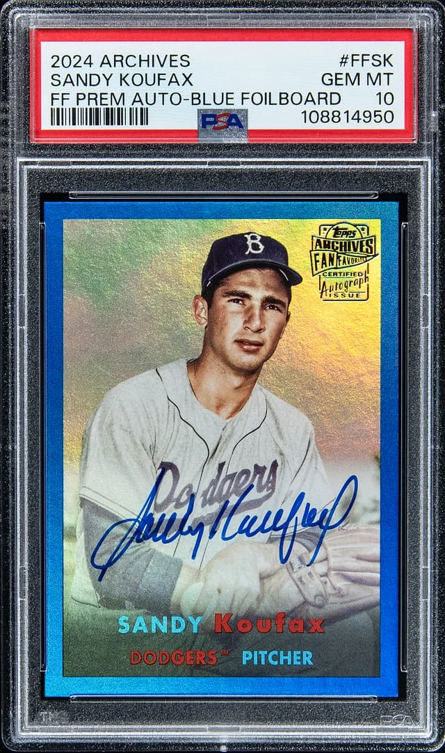 2024 Topps Archives Sandy Koufax Fan Favorites Autographs Blue Foilboard #FF-SK card image