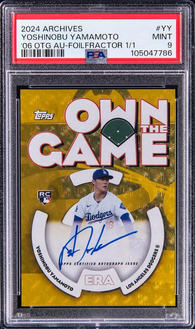 2024 Topps Archives Yoshinobu Yamamoto 06 Own The Game Autographs FoilFractor #06OGA-YY card image