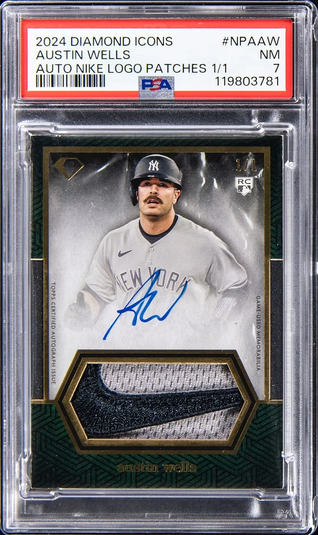 2024 Topps Austin Wells Diamond Icons Autpgraph Nike Logo Patches #NPAAW card image