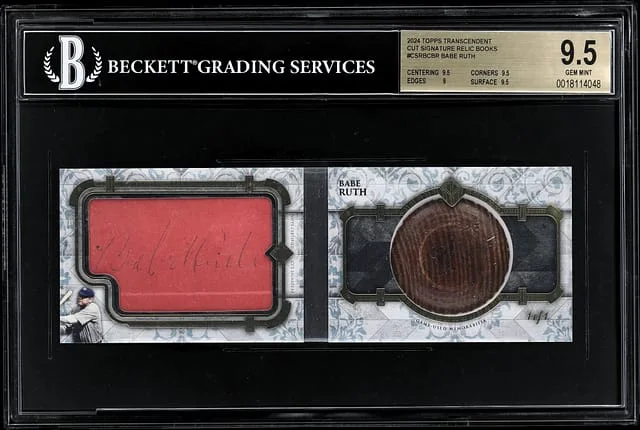 2024 Topps Babe Ruth Transcendent Collection Cut Signature Relic Book #CSRBC-BR card image