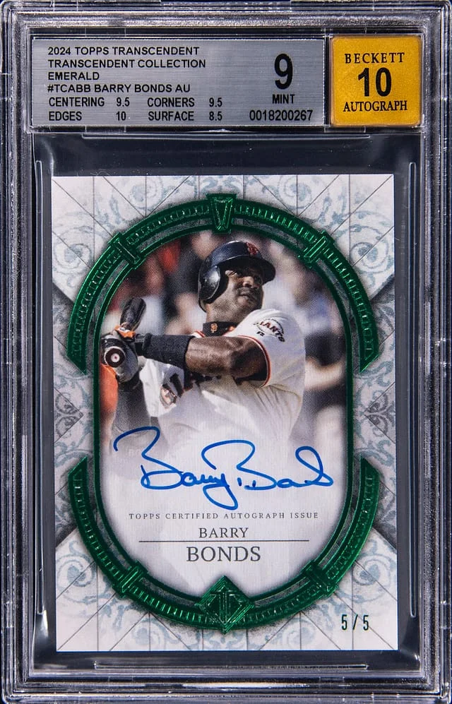 2024 Topps Barry Bonds Transcendent Collection Autographs Emerald #TCA-BB card image