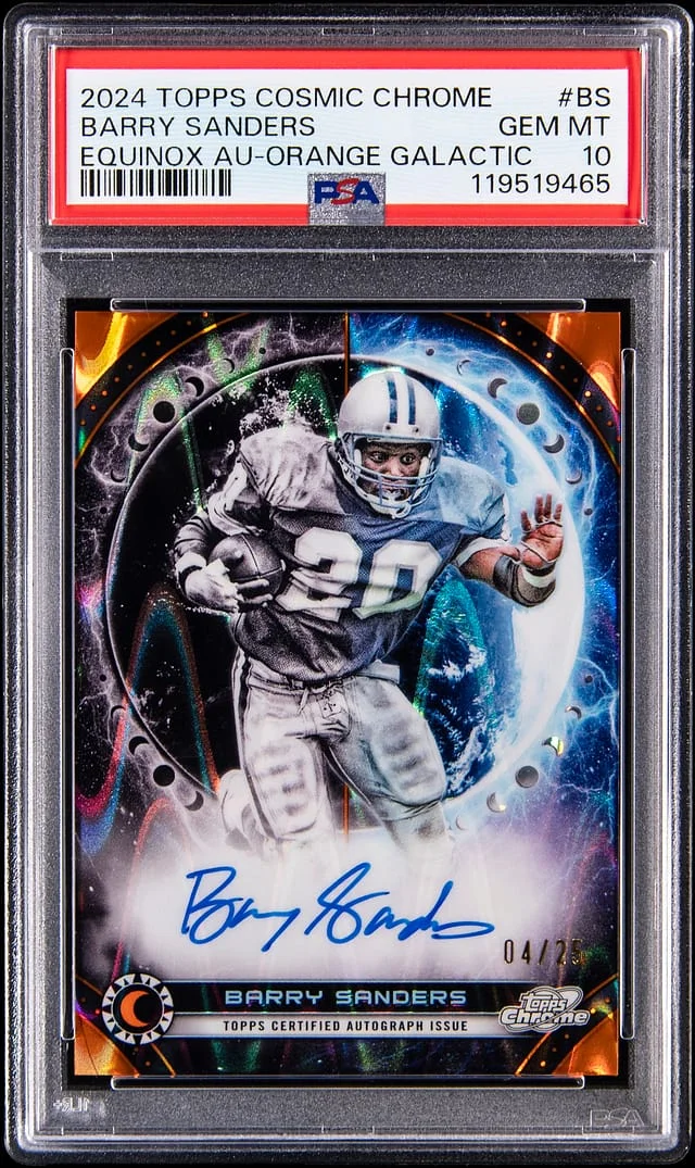 2024 Topps Barry Sanders Cosmic Chrome Equinox Autograph Orange Galactic #EQA-BS card image