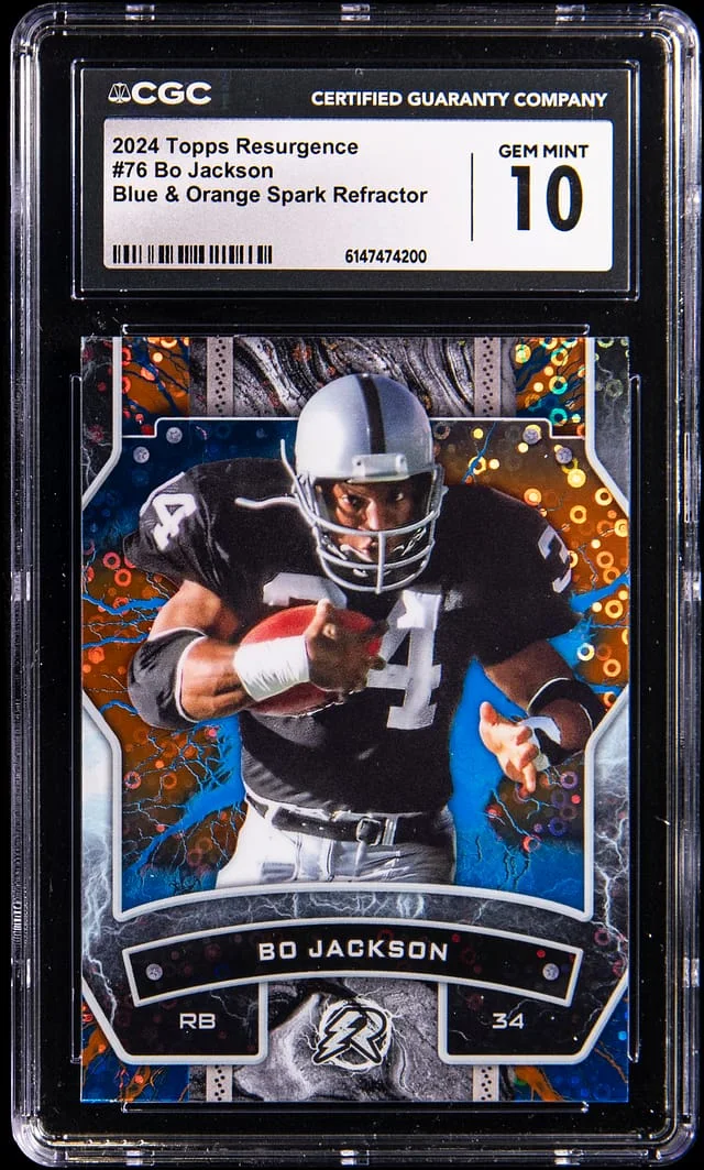 2024 Topps Bo Jackson Resurgence Blue and Orange Spark Refractor #76 card image