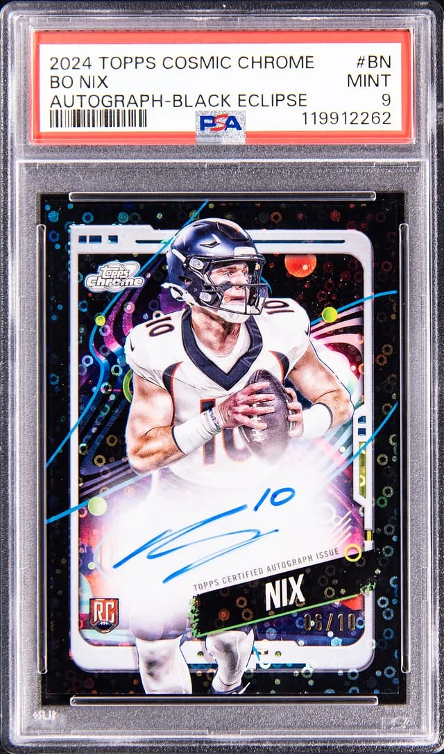 2024 Topps Bo Nix Cosmic Chrome Autograph Black Eclipse #BN card image