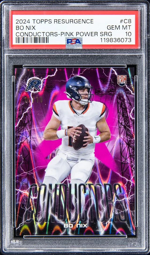 2024 Topps Bo Nix Resurgence Conductors Pink Power Surge #C-8 card image