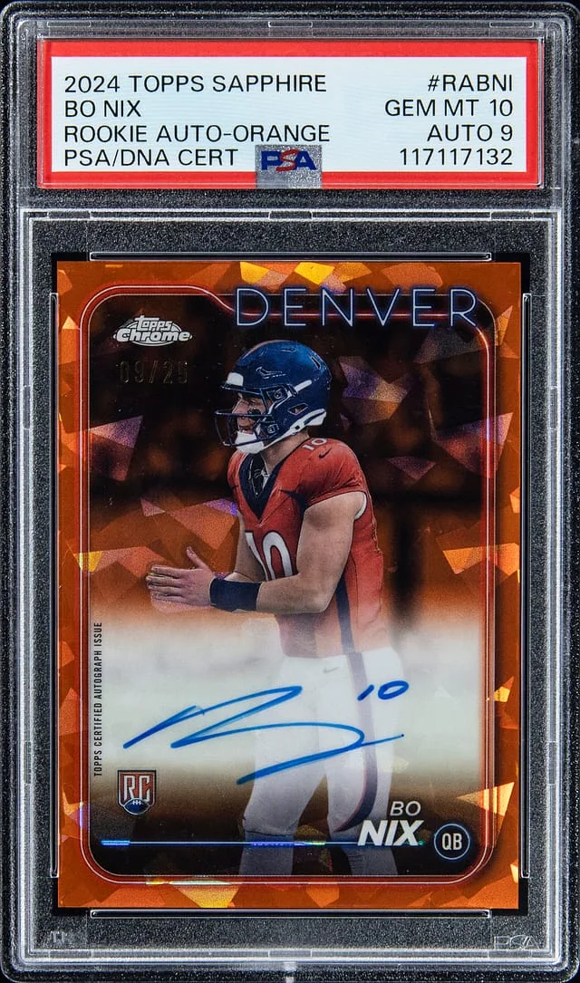 2024 Topps Bo Nix Sapphire Auto-Orange #RABNI card image