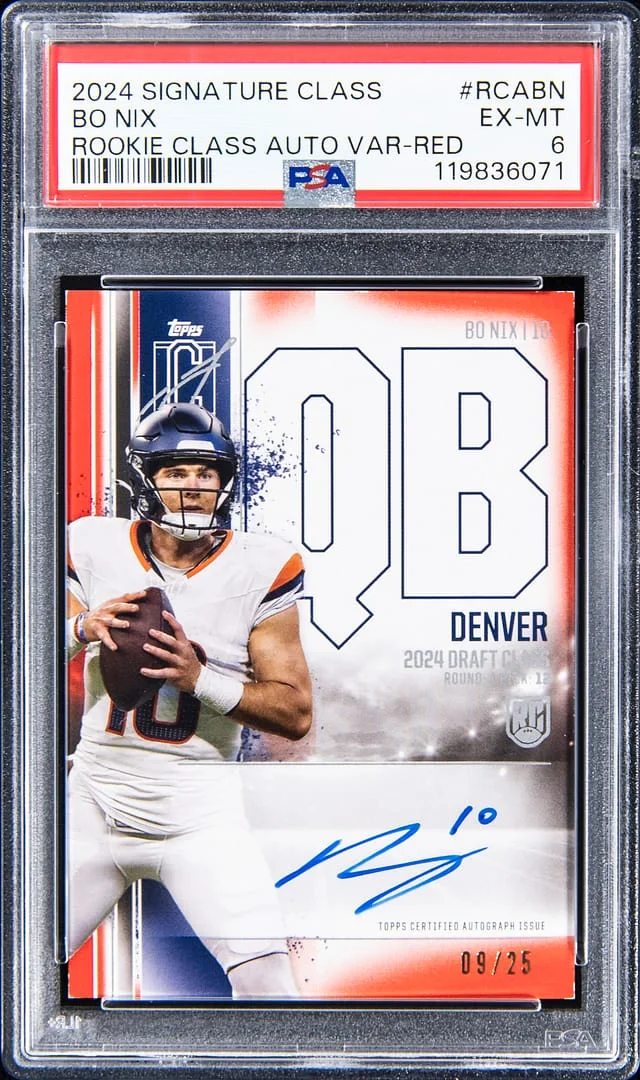 2024 Topps Bo Nix Signatures Class Class Autograph Variation Red #RCA-BN card image