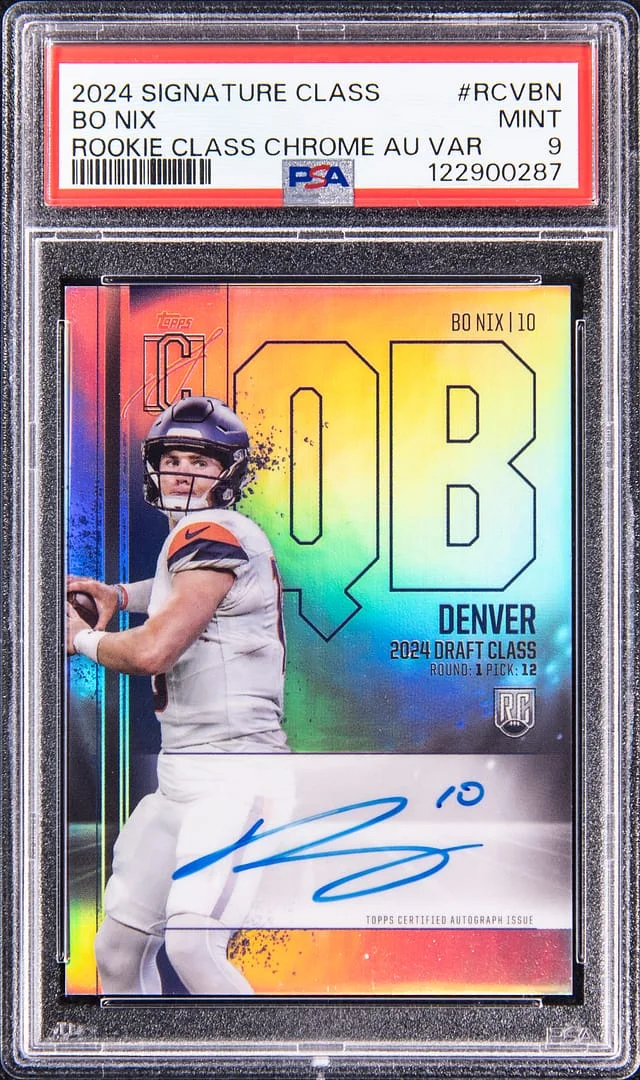 2024 Topps Bo Nix Signature Class Class Chrome Autograph Variation #RCV-BN card image