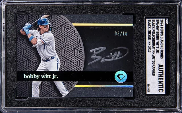 2024 Topps Bobby Witt Jr. Diamond Icons Black Polychromatink Autograph Black, Silver Ink #BPA-BW card image