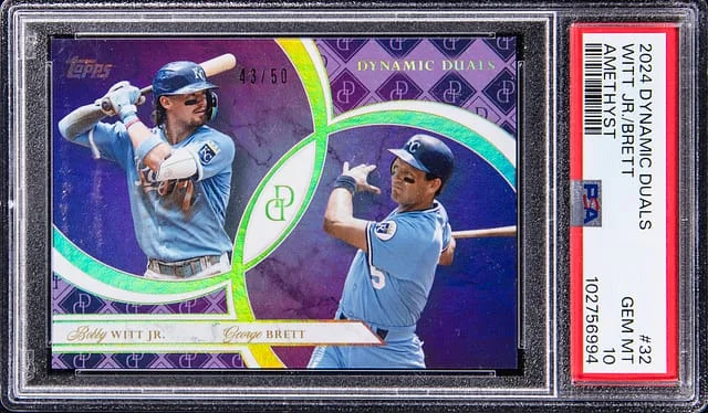 2024 Topps Bobby Witt Jr./George Brett Dynamic Duals Amethyst #32 card image