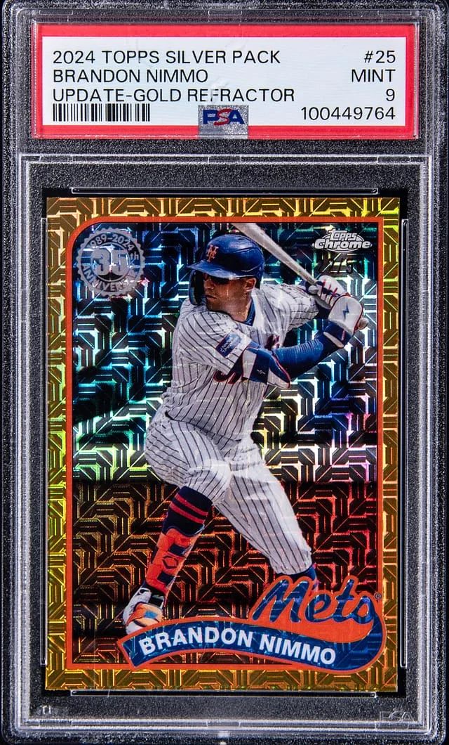 2024 Topps Brandon Nimmo Silver Pack Update Gold Refractor #25 card image