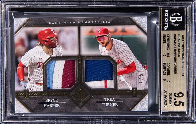 2024 Topps Bryce Harper/Trea Turner Game-Used Transcendent Collection Dual Patches #DPC-HAT card image