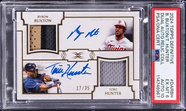 2024 Topps Byron Buxton/Tori Hunter Dual Definitive Dual Autograph Relic Collection #DAR-BH card image